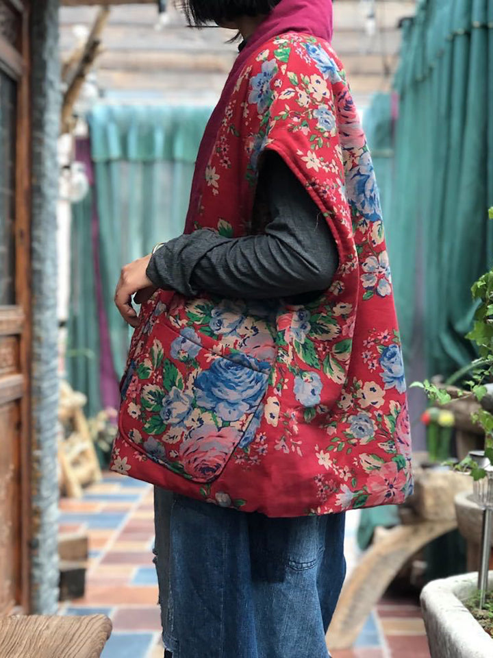 Gilet patchwork ethnique en lin – Style bohème vintage