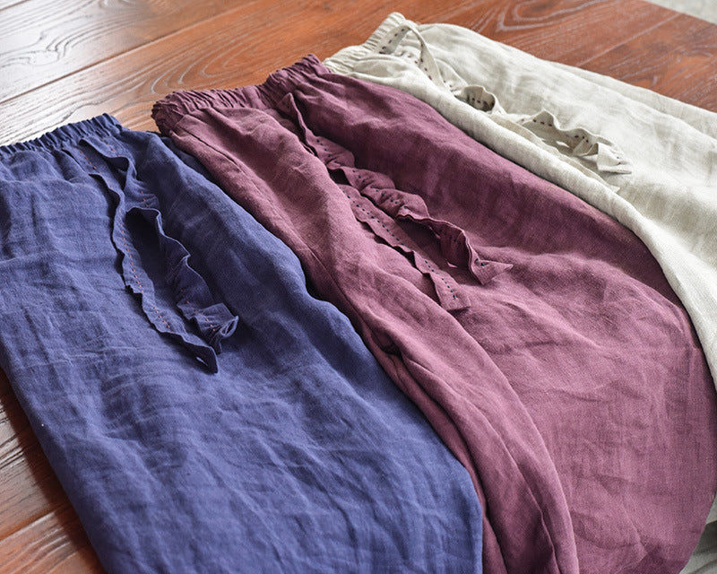 Pantalon ample en lin bohème