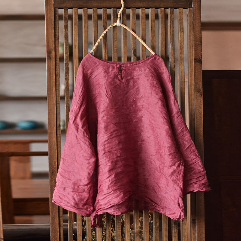 Chemisier vintage à mini boutons en ramie