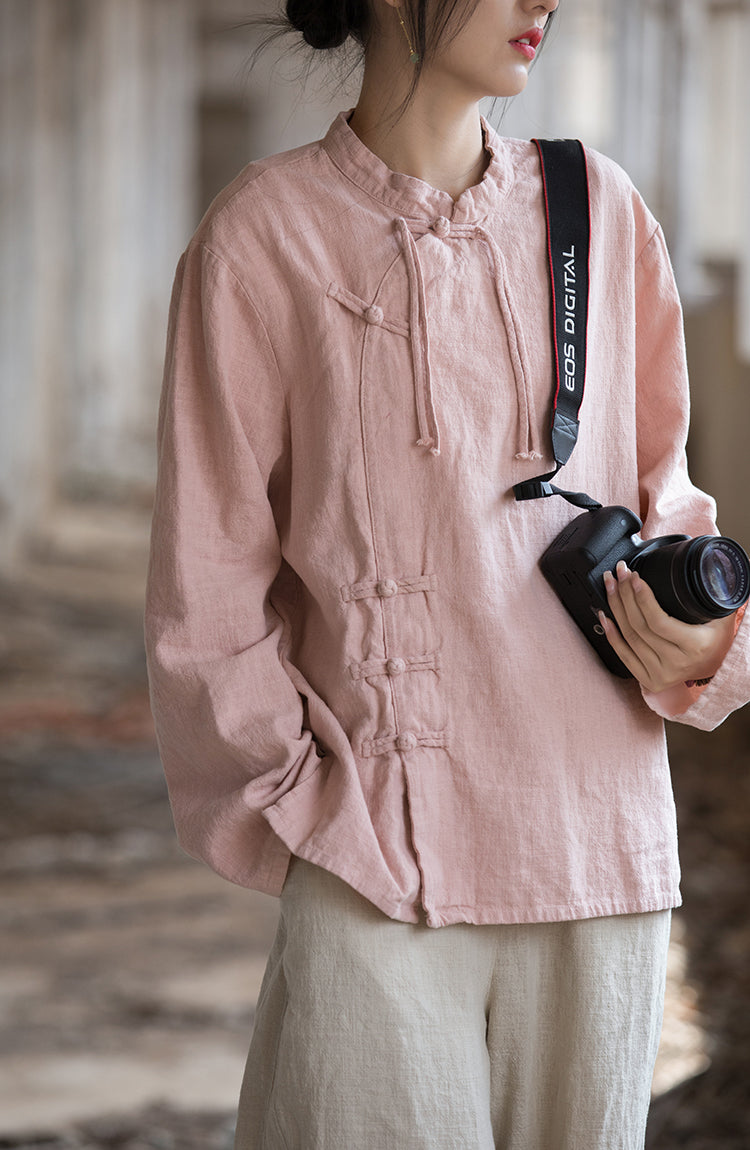 Chemisier en lin à croix de lotus