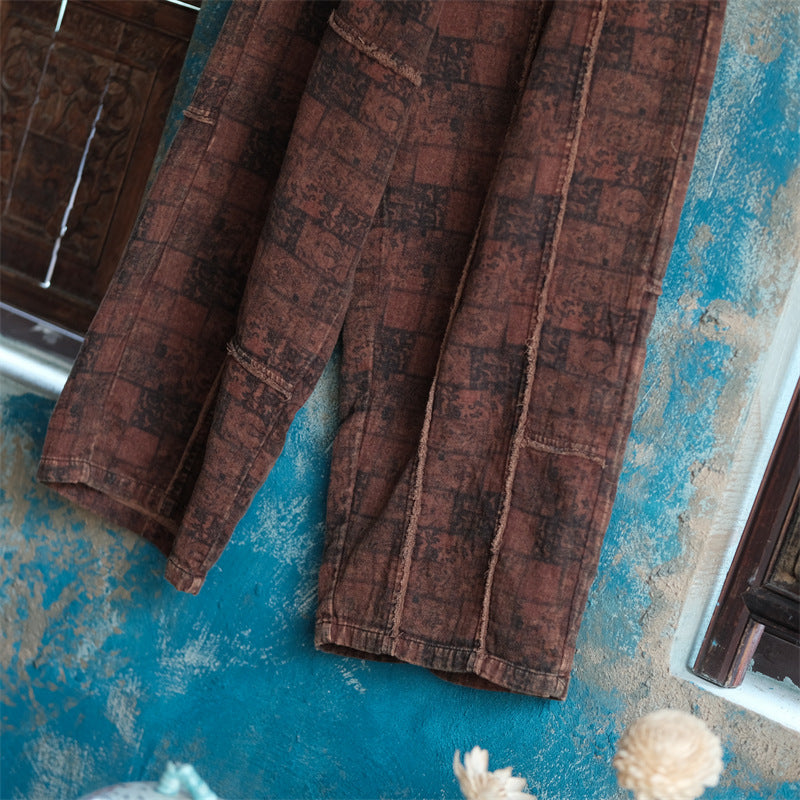 Pantalon en lin à fleurs vintage