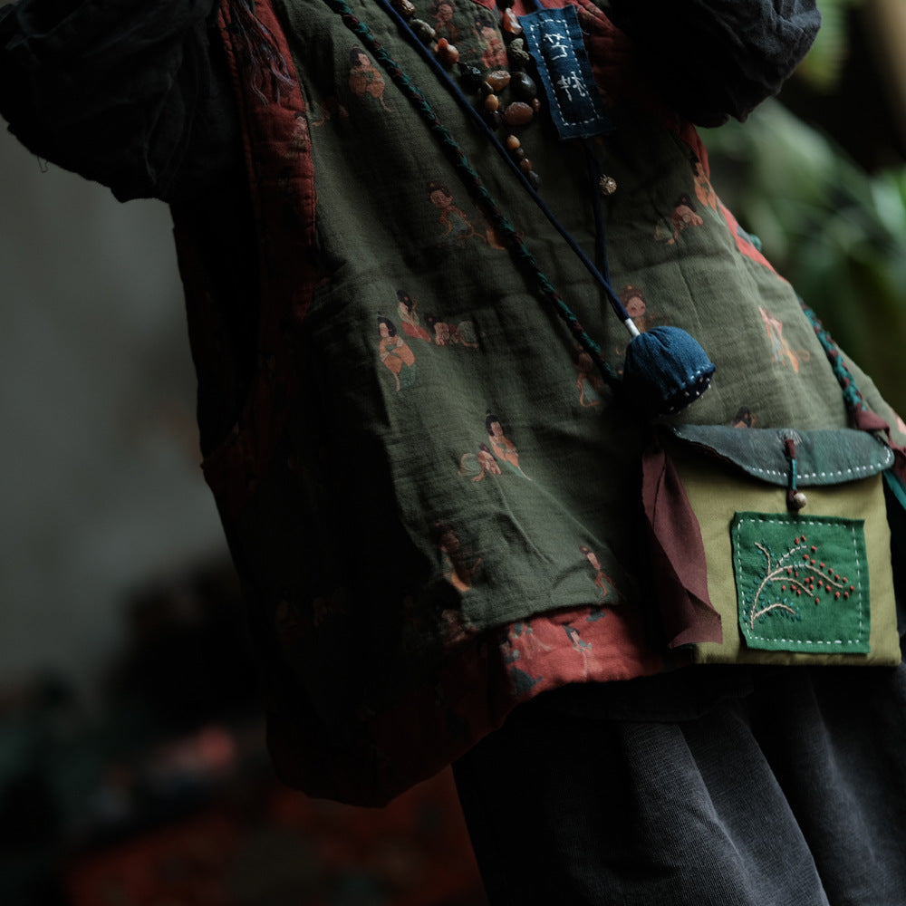 Gilet en lin à motif vintage