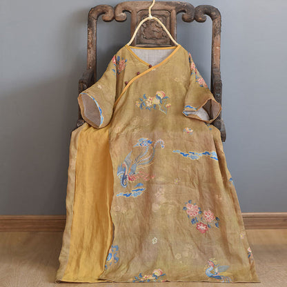 Aurelia Vintage Ramie Tunic Dress - Oriental Inspired