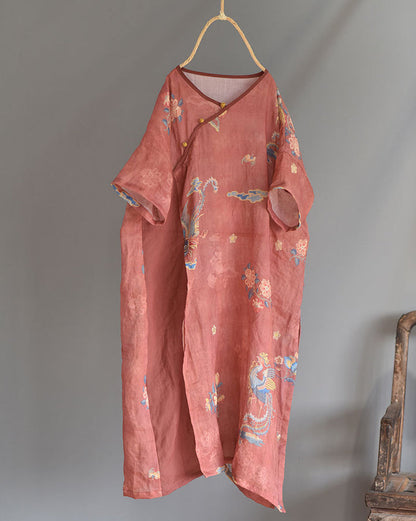 Aurelia Vintage Ramie Tunic Dress - Oriental Inspired