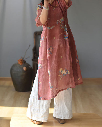 Aurelia Vintage Ramie Tunic Dress - Oriental Inspired