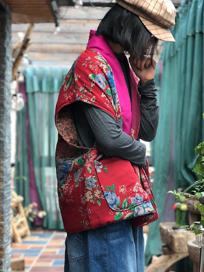 Gilet patchwork ethnique en lin – Style bohème vintage