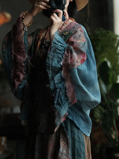 Boho Patchwork Ramie Blouse