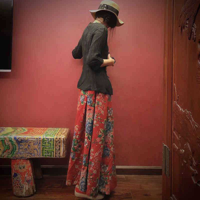 Jupe mi-longue fleurie vintage