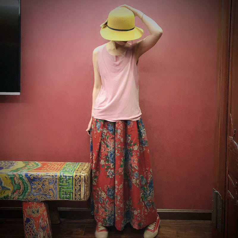 Jupe mi-longue fleurie vintage