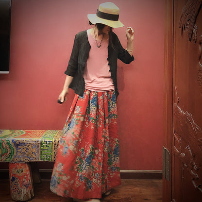 Jupe mi-longue fleurie vintage