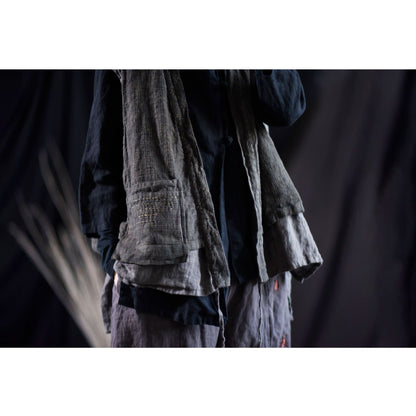 Gilet en lin à poches superposées