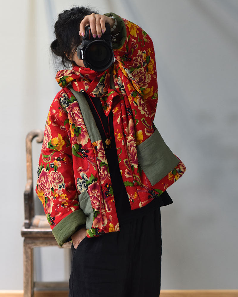 Veste matelassée à fleurs patchwork vintage