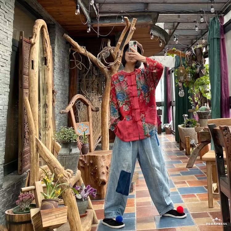 Veste chemise à fleurs vintage