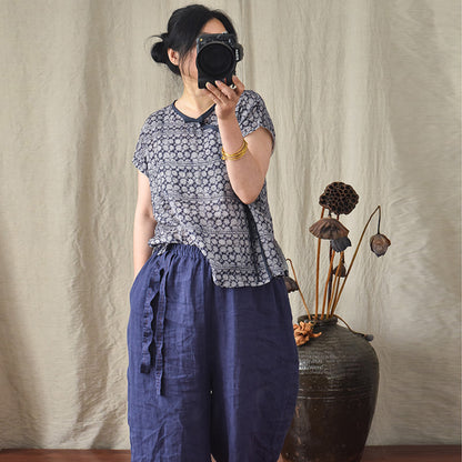 Pantalon ample en lin bohème