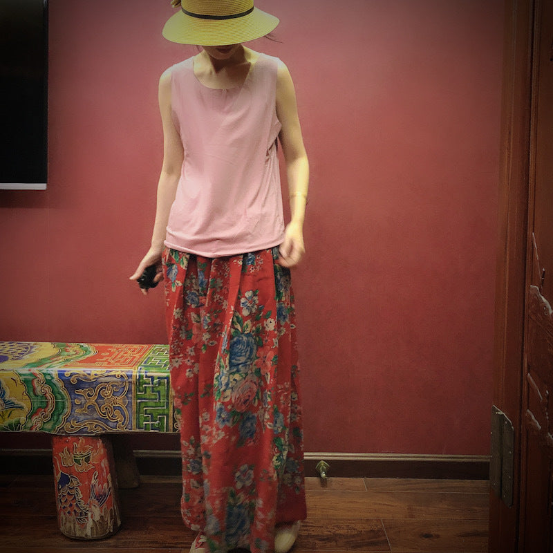 Jupe mi-longue fleurie vintage