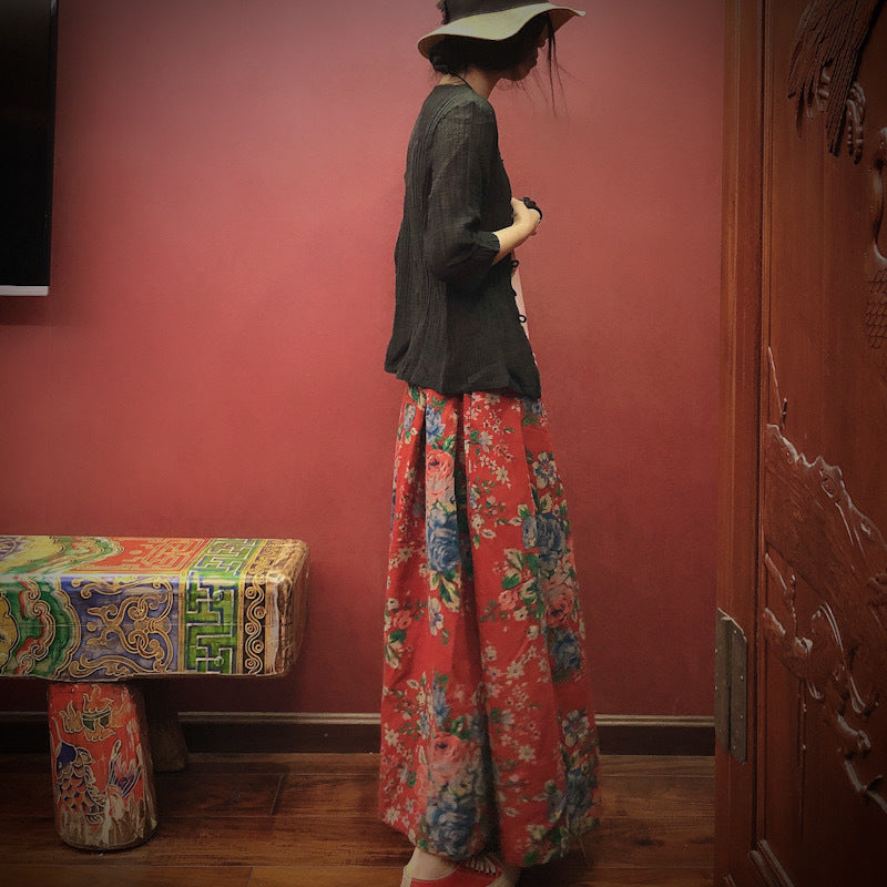 Jupe mi-longue fleurie vintage