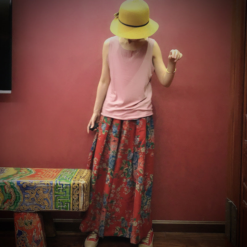 Jupe mi-longue fleurie vintage