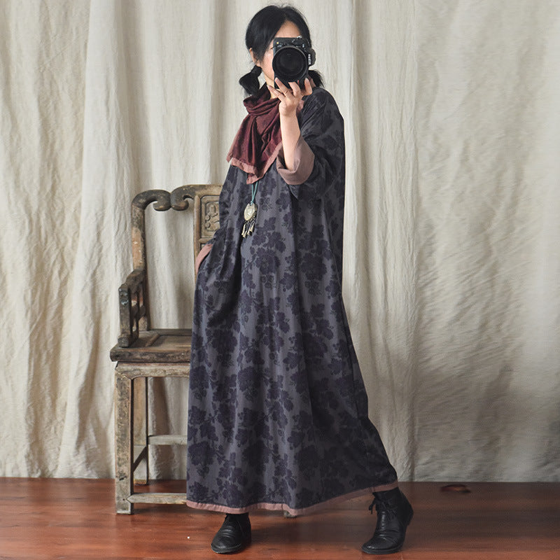 Robe mi-longue à fleurs vintage