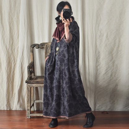 Robe mi-longue à fleurs vintage