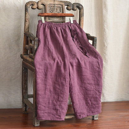 Pantalon ample en lin bohème