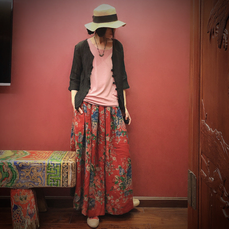 Jupe mi-longue fleurie vintage