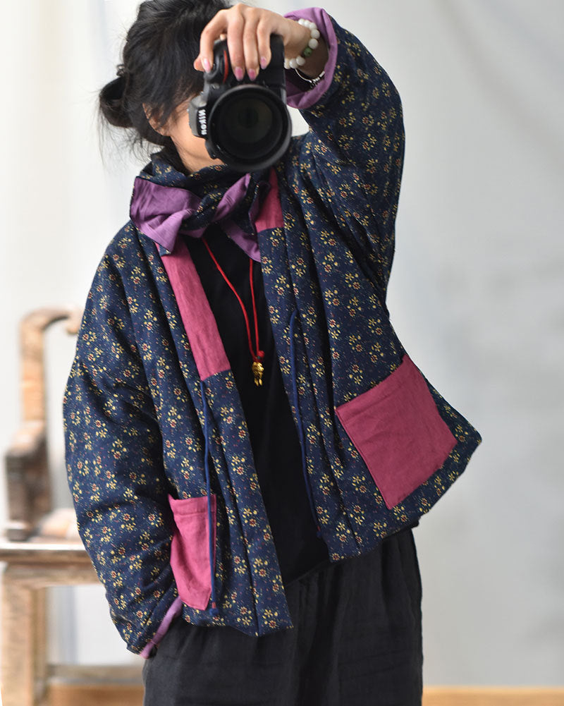Veste matelassée à fleurs patchwork vintage