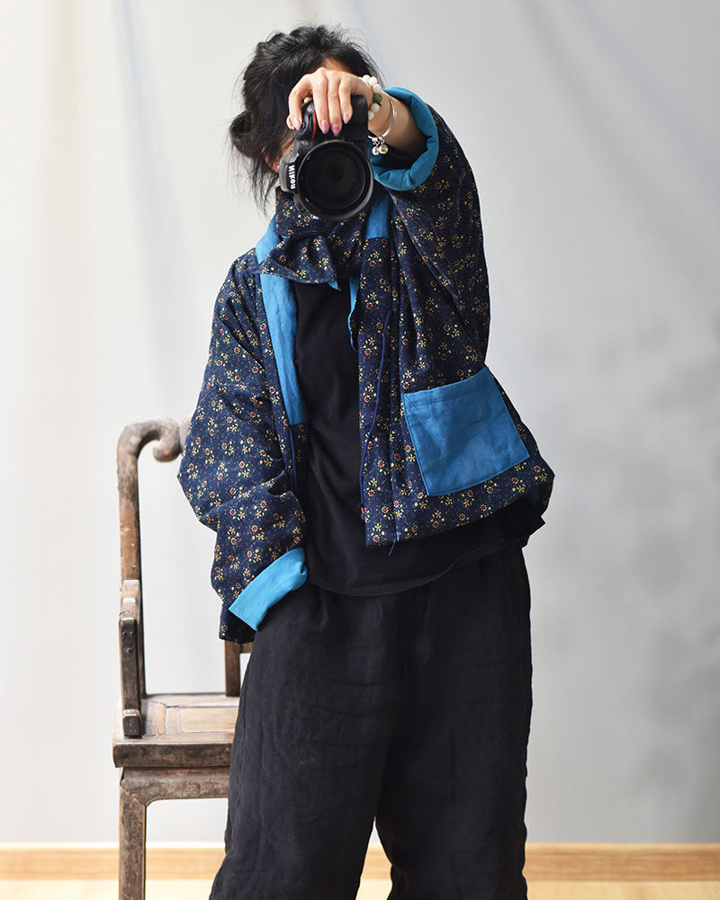 Veste matelassée à fleurs patchwork vintage