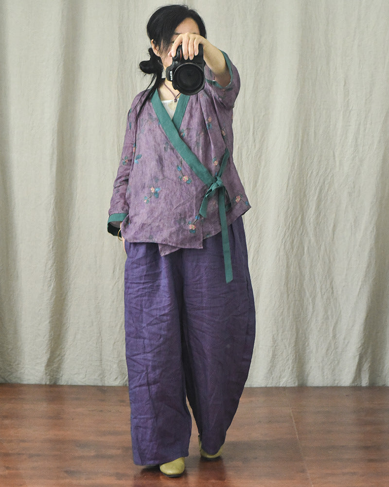 Chemisier cache-cœur bohème Bloom en ramie