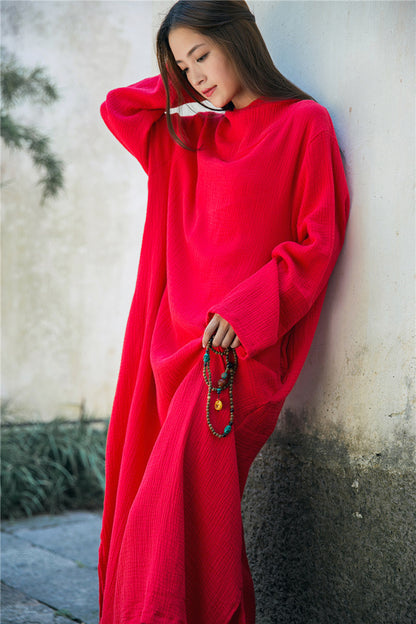 Robe midi en lin à capuche
