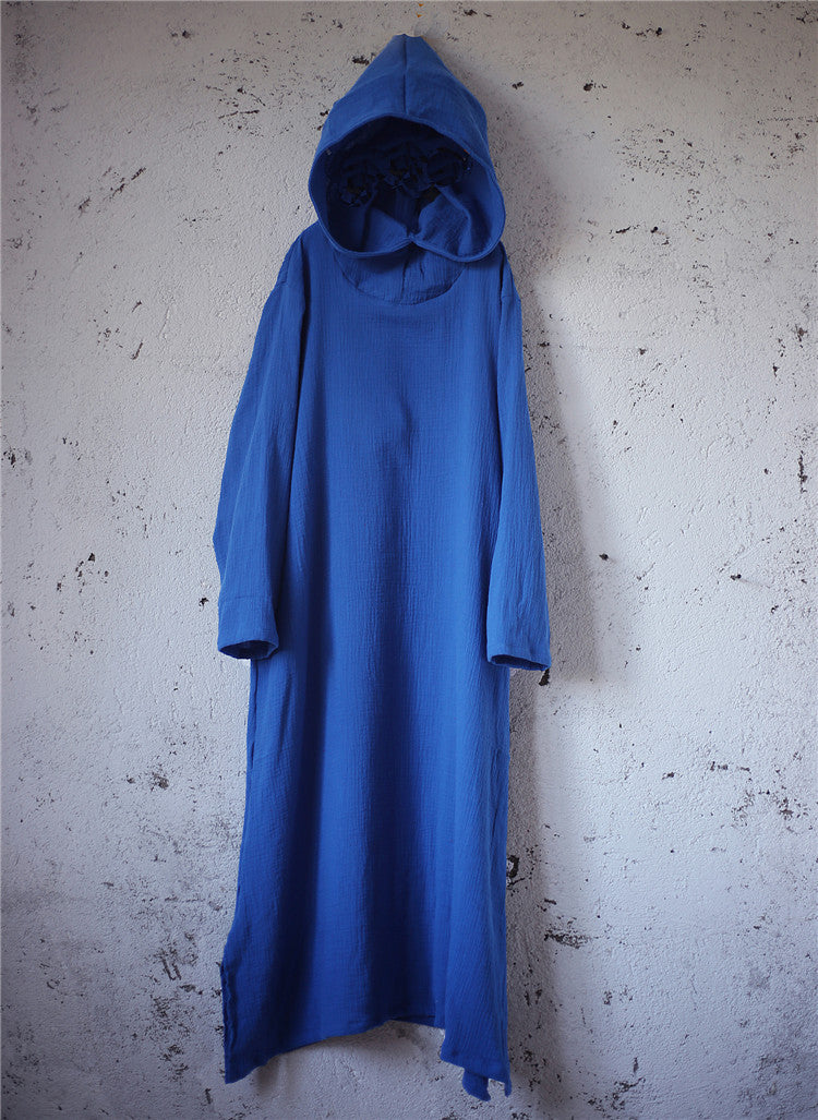 Robe midi en lin à capuche