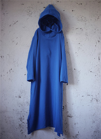 Robe midi en lin à capuche