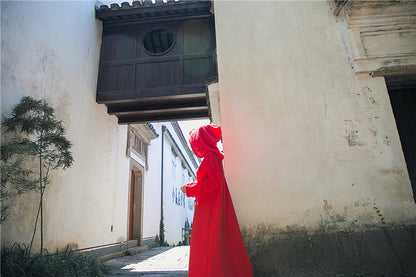 Robe midi en lin à capuche