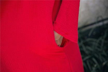 Robe midi en lin à capuche