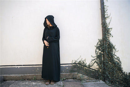Robe midi en lin à capuche