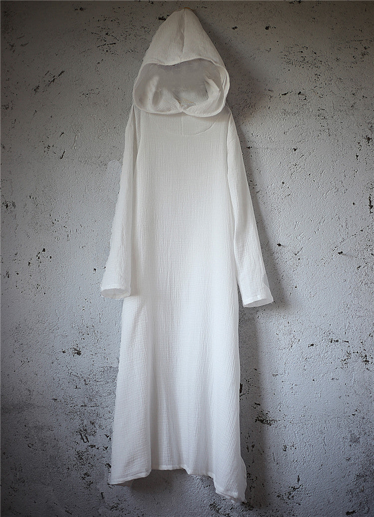 Robe midi en lin à capuche