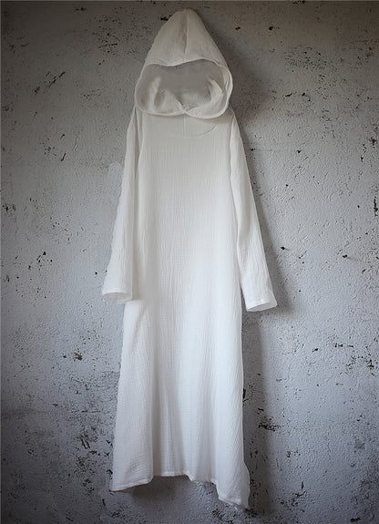 Robe midi en lin à capuche