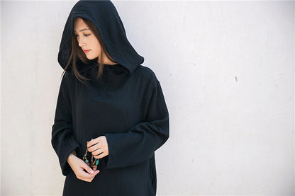 Robe midi en lin à capuche