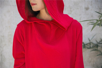 Robe midi en lin à capuche