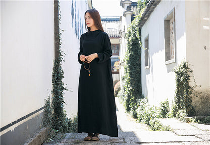 Robe midi en lin à capuche