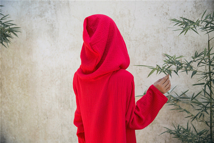 Robe midi en lin à capuche