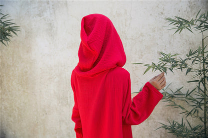 Robe midi en lin à capuche