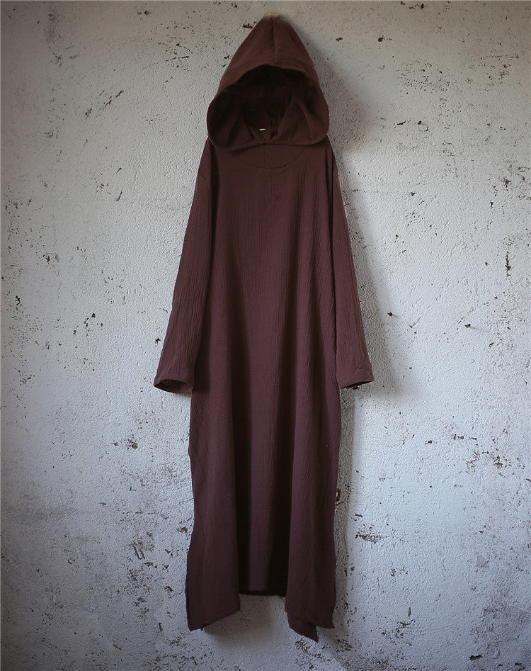 Robe midi en lin à capuche