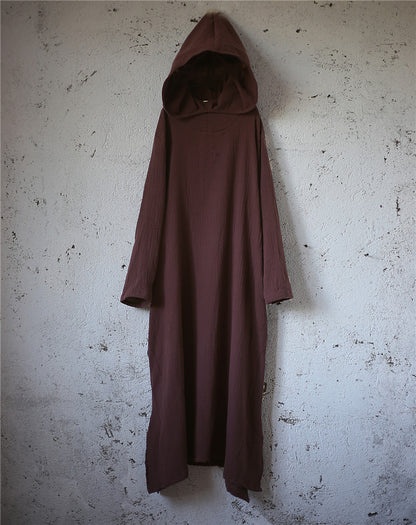 Robe midi en lin à capuche