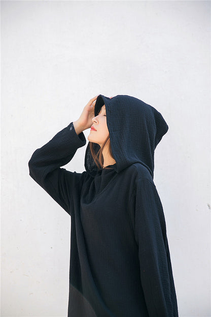 Robe midi en lin à capuche