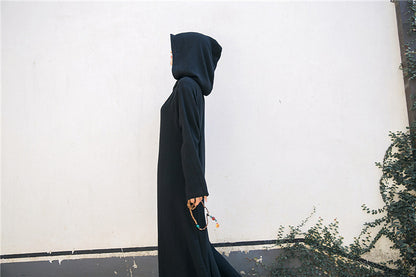 Robe midi en lin à capuche
