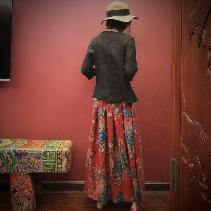 Jupe mi-longue fleurie vintage