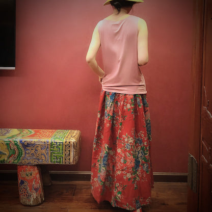 Jupe mi-longue fleurie vintage