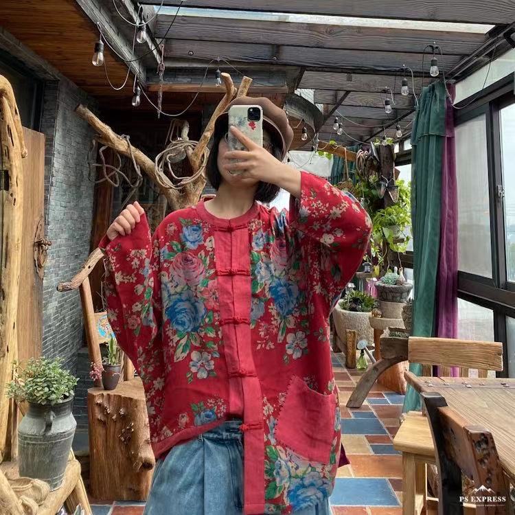 Veste chemise à fleurs vintage