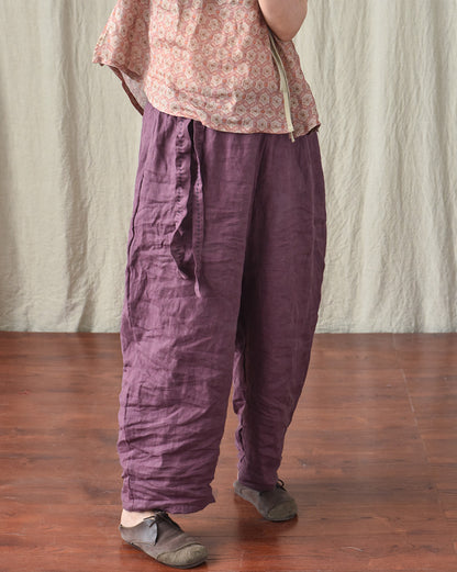 Pantalon ample en lin bohème