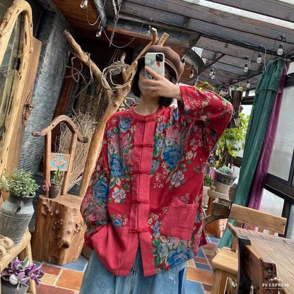 Veste chemise à fleurs vintage